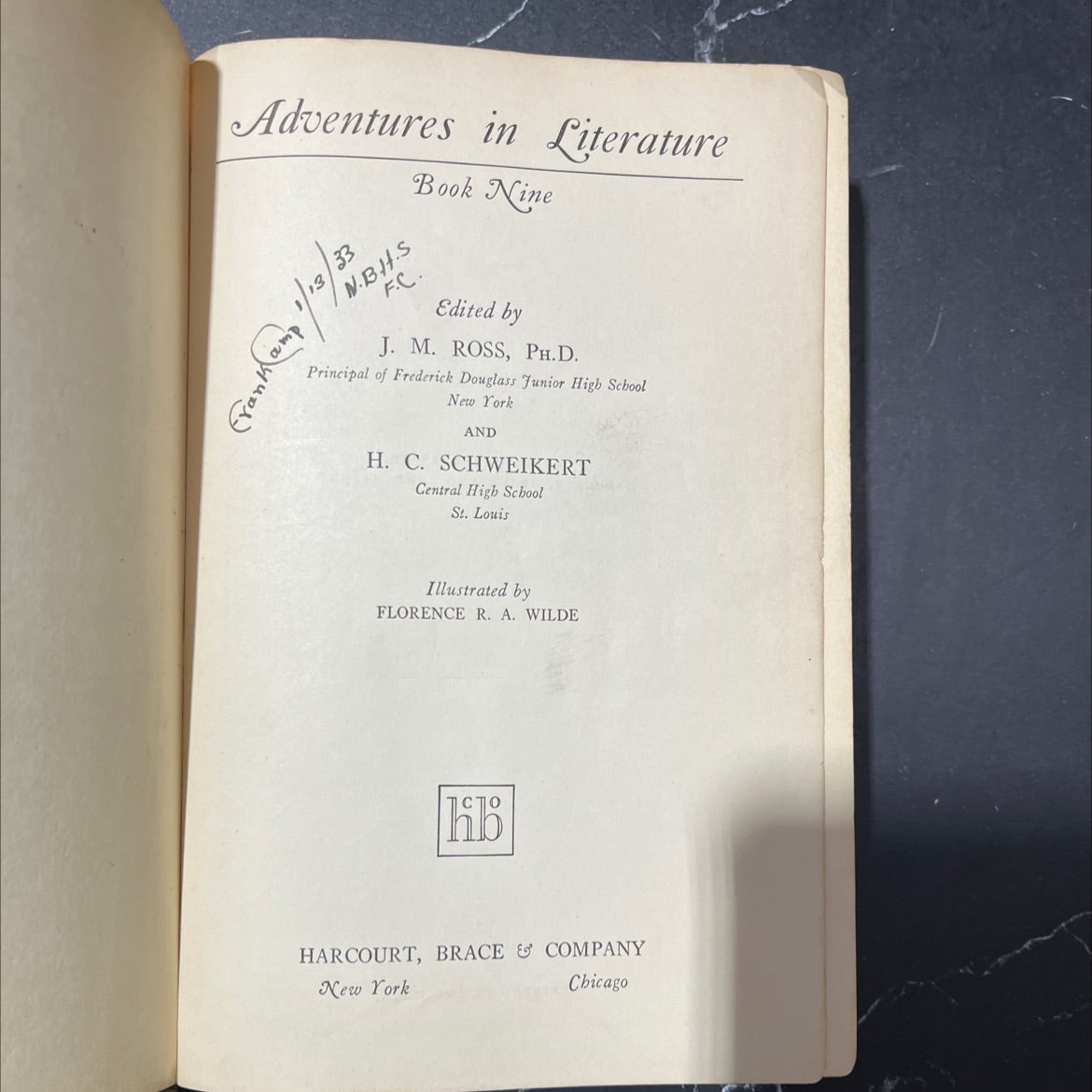 adventures in literature book nine book, by frankamp, 1928 Hardcover