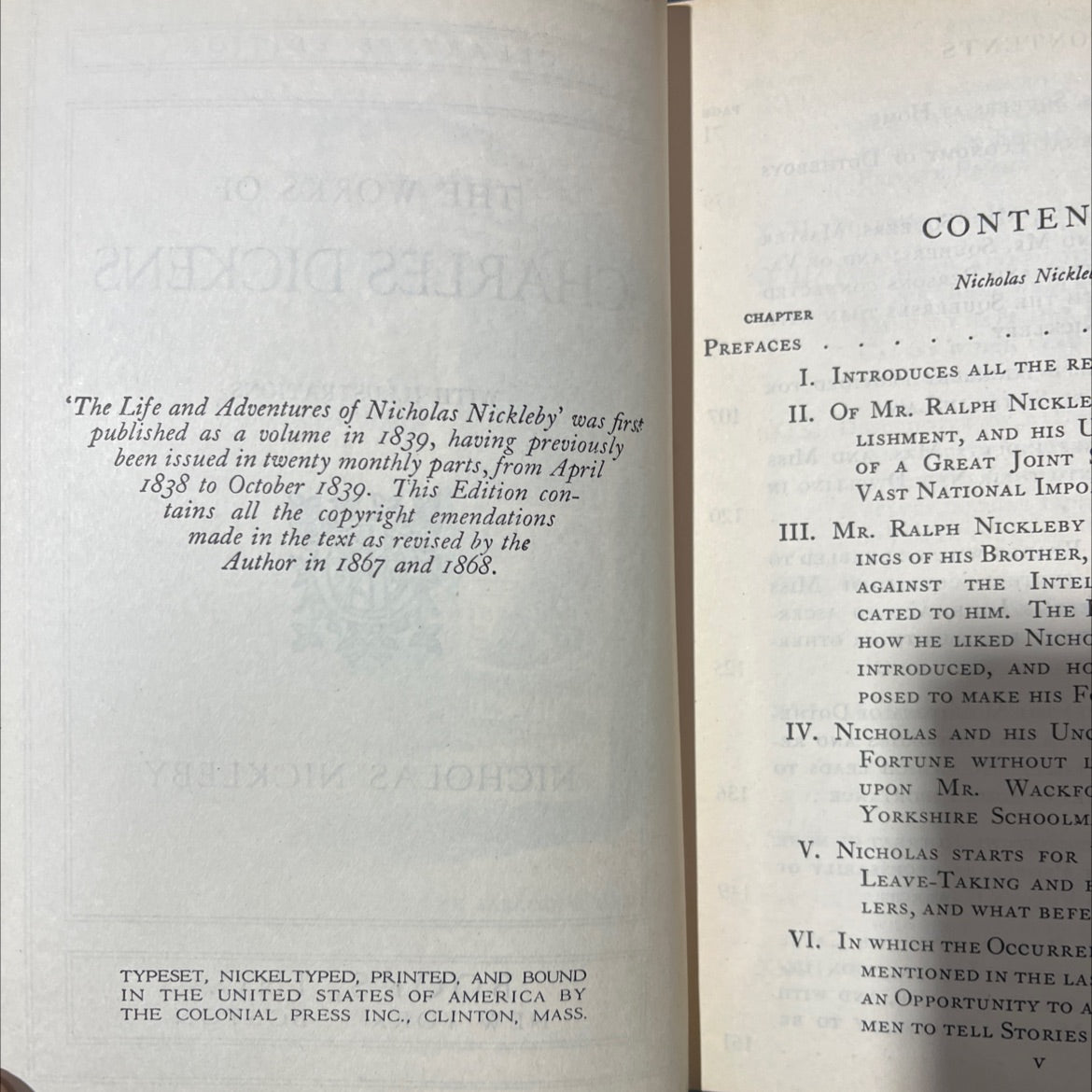 the life and adventures of nicholas nickleby book, by charles dickens, 1868 Hardcover