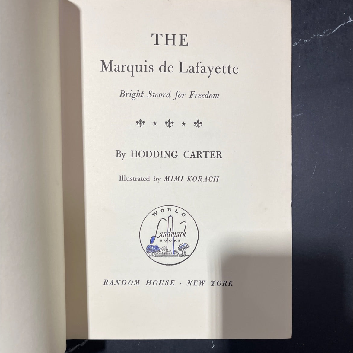the marquis de lafayette bright sword for freedom book, by hodding carter, 1958 Hardcover