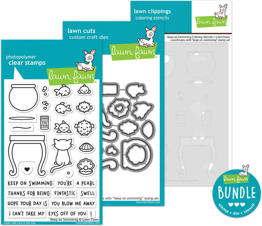 keep on swimming (stamp+die+coloring stencil bundle)