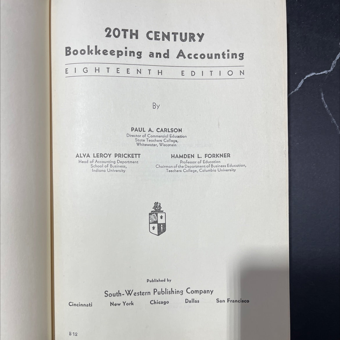20th century bookkeeping and accounting book, by Paul A. Carlson, Alva Leroy Prickett, Hamden L. Forkner, 1940 Hardcover