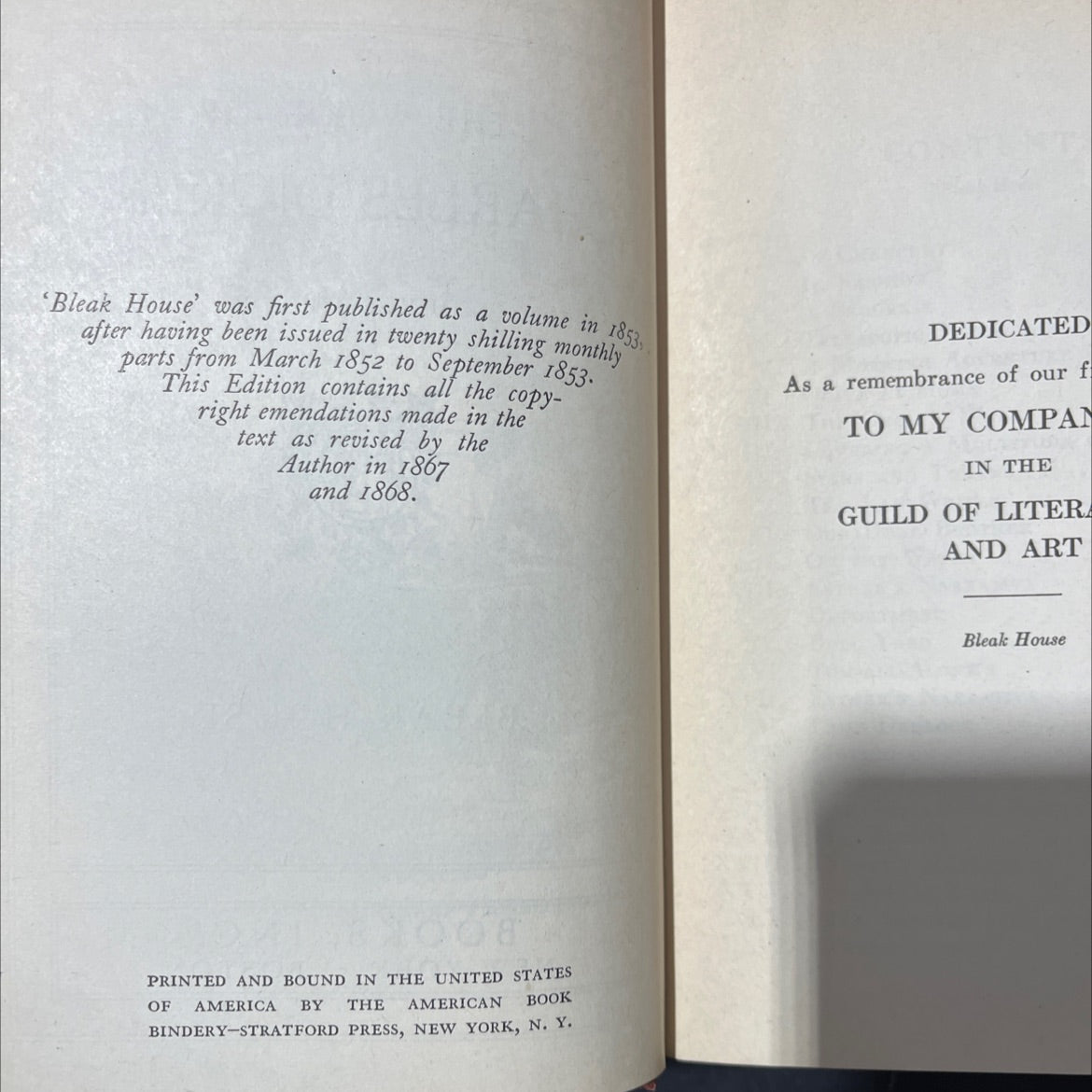 bleak house book, by charles dickens, 1868 Hardcover