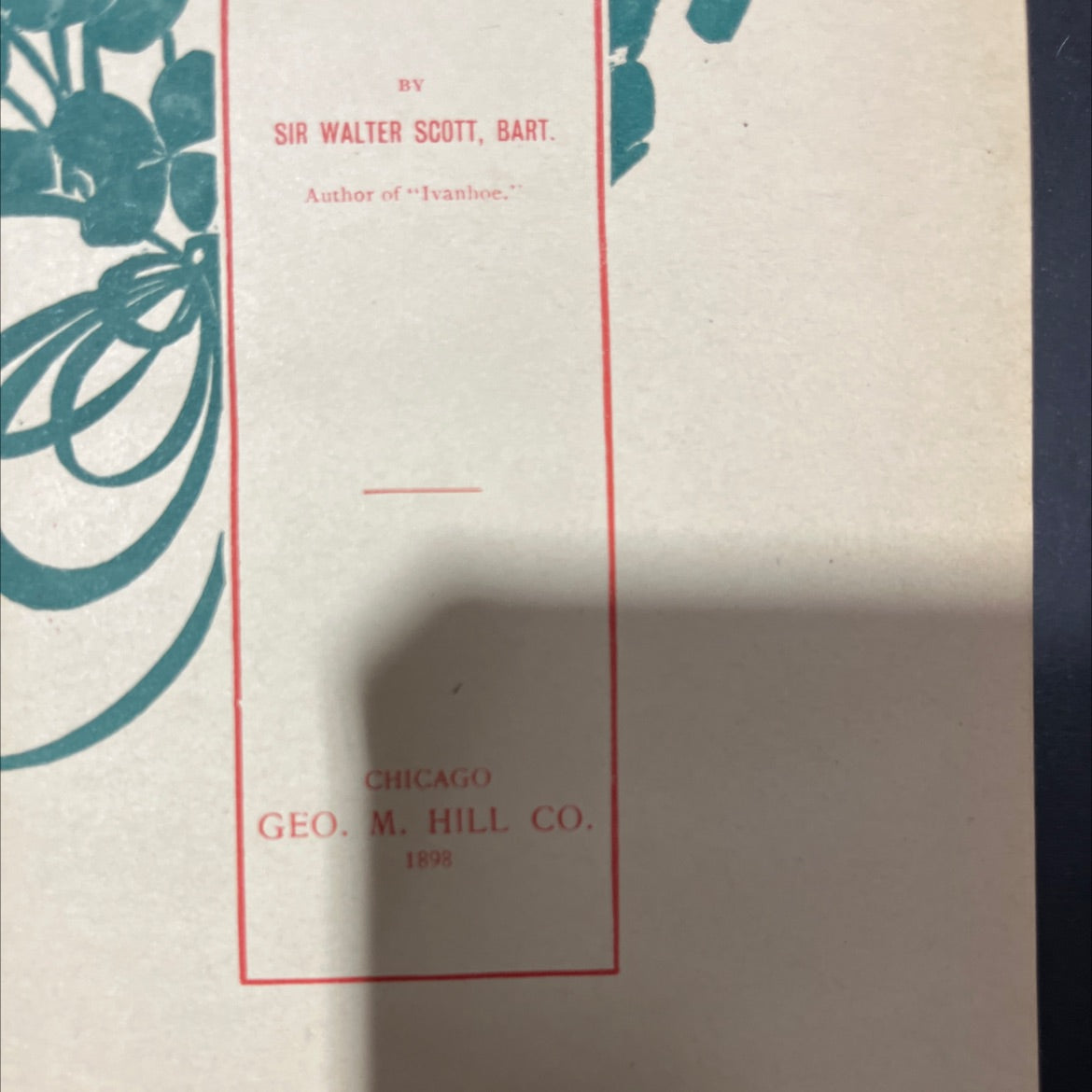 kenilworth book, by sir walter scott, 1898 Hardcover