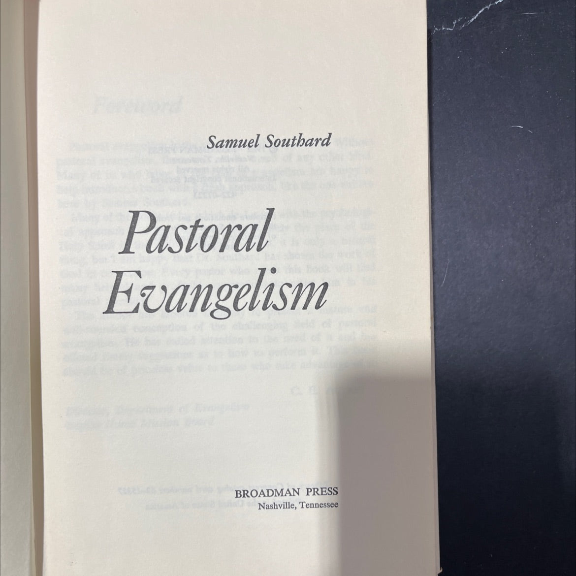 pastoral evangelism book, by Samuel Southard, 1962 Hardcover