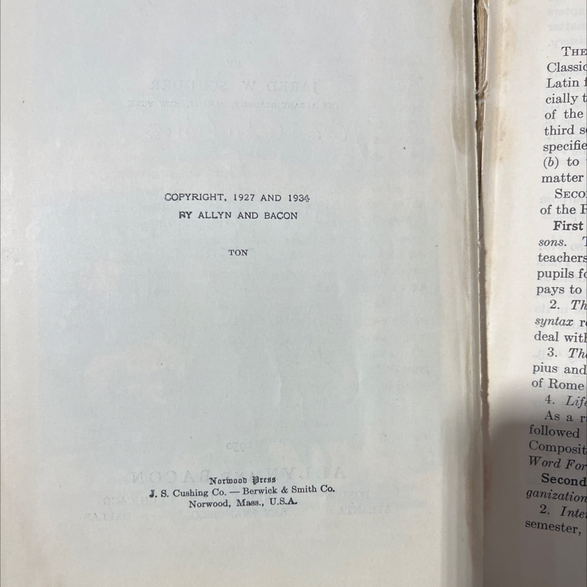 second year latin book, by jared w. scudder, 1950 Hardcover