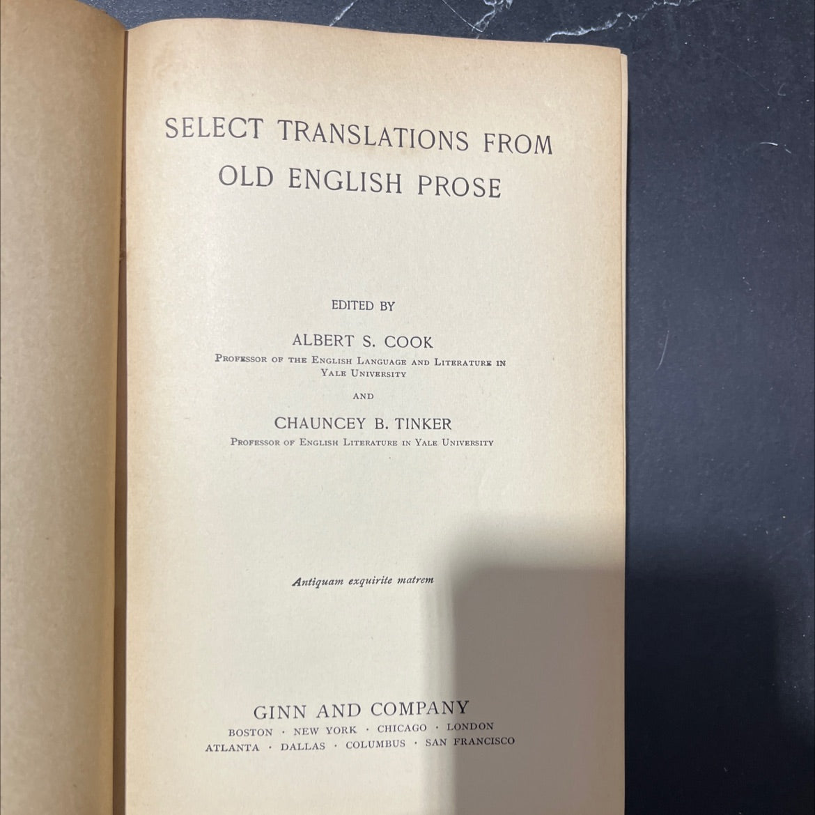 select translations from old english prose book, by albert s. cook, chauncey b. tinker, 1908 Hardcover
