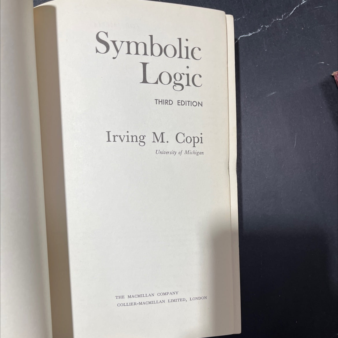 symbolic logic book, by irving m. copi, 1969 Hardcover