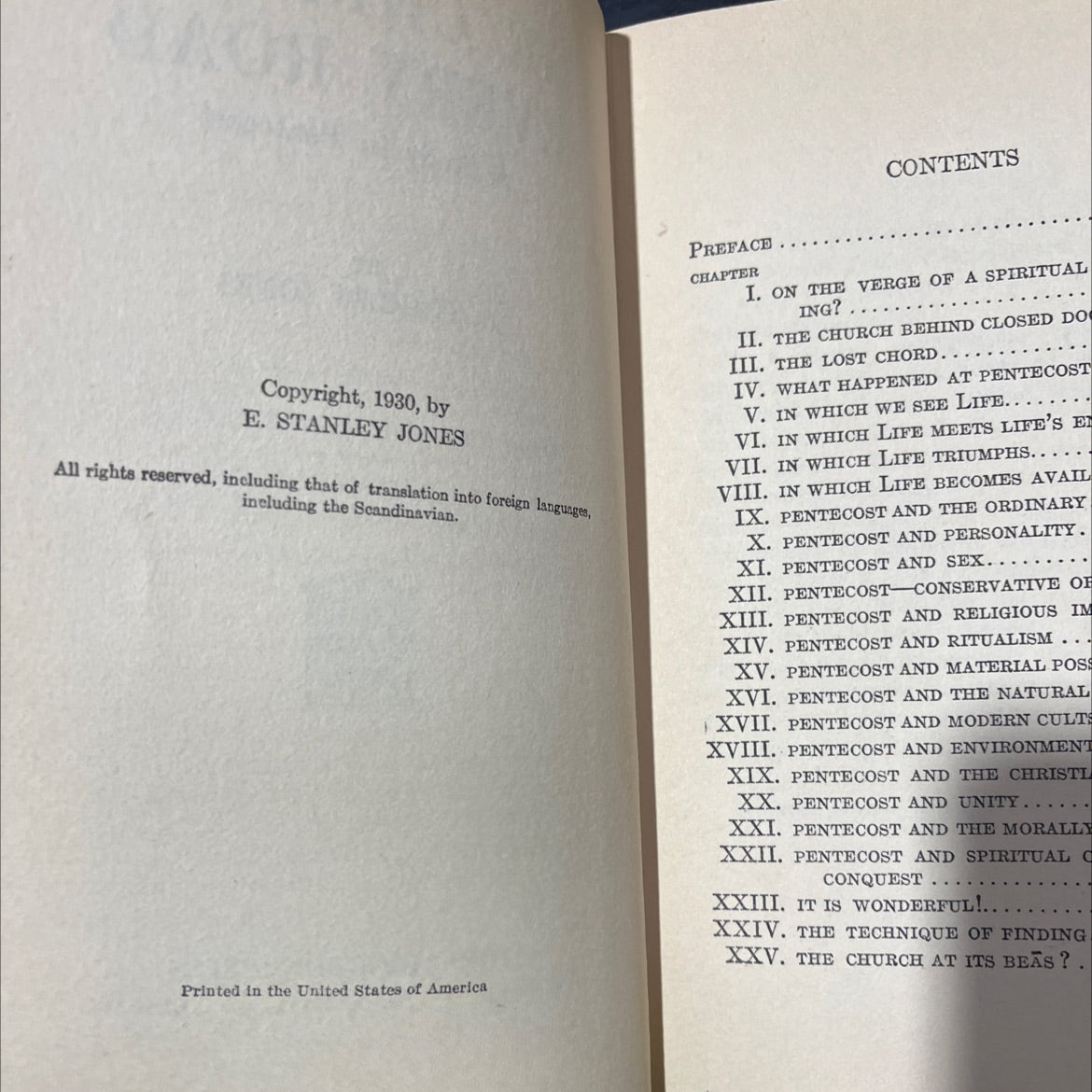 the christ of every road a study in pentecost book, by e. stanley jones, 1930 Hardcover